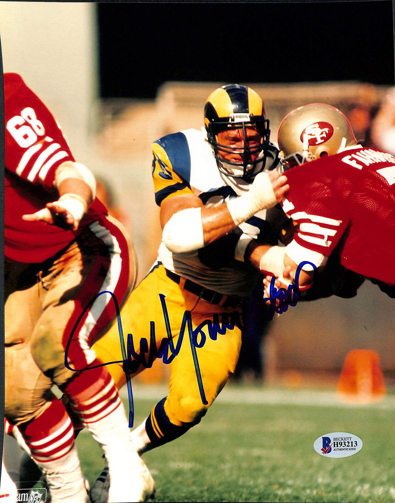 Rams Jack Youngblood Authentic Signed 8x10 Photo Poster painting versus 49ers Autographed BAS