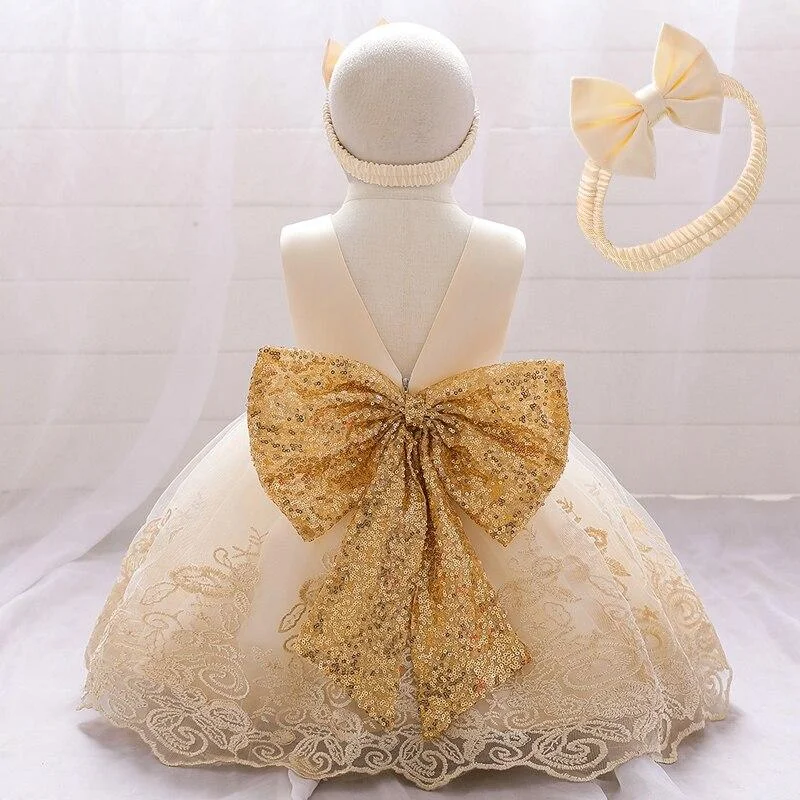 2021 Summer Newborn Tutu Dress 1st Birthday Dress For Baby Girl Clothes Big Bow Princess Baptism Dresses Ceremony Party Dress