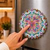 DIY Mandala Diamond Painting Refrigerator Magnet 360 Rotating Diamond Art Magnetic Refrigerator Sticker Double-Layer Rhinestone Refrigerators Stickers for Home Wall Kitchen Decoration