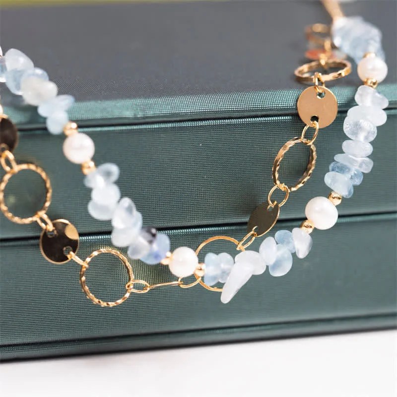 Aquamarine Pearl Healing Stone Bracelet