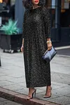 Women's Glittery Sequin Long Sleeve Maxi Dress