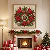 Christmas Cardinal Wreath Full 11CT 3 Strand Stamped Cross Stitch Kit 45x45cm tapestrymarket