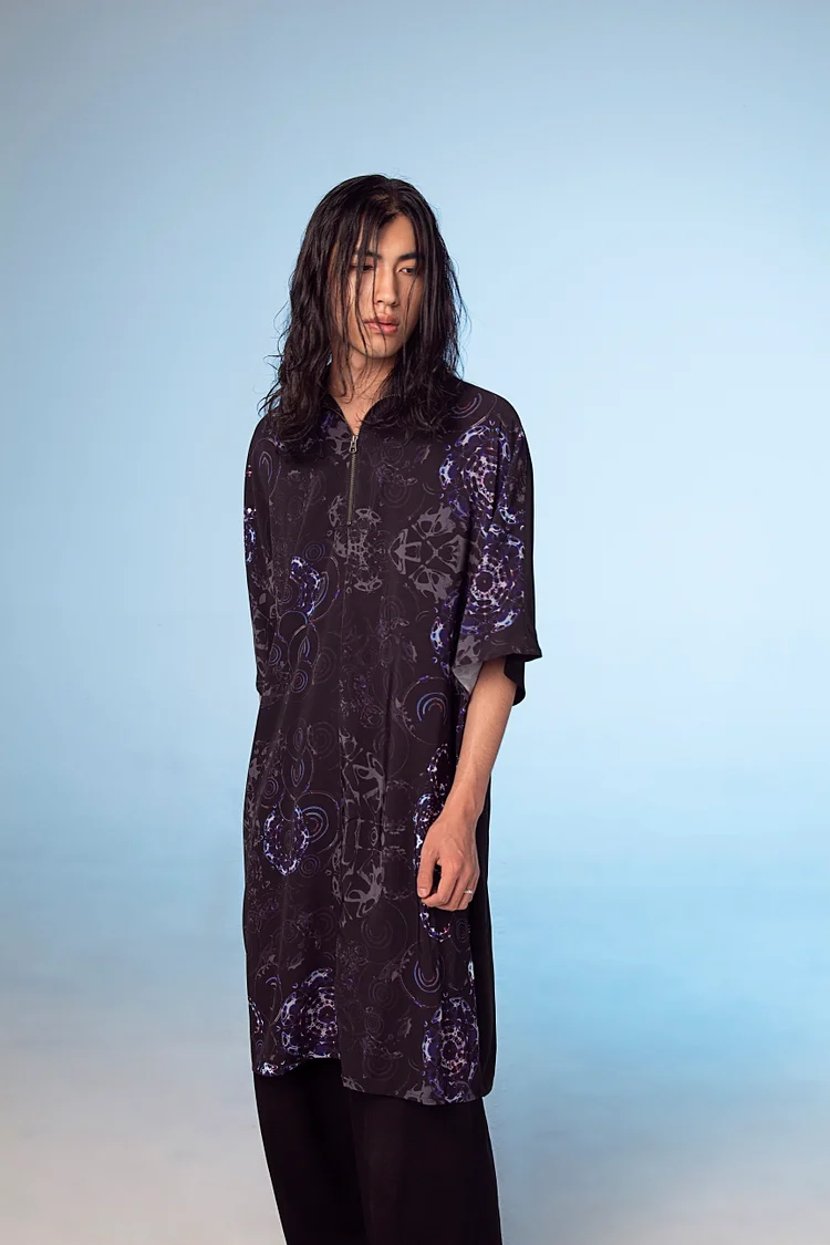 *LLND Zip Up Tunic  - 15 Recycled Water Bottles - Black