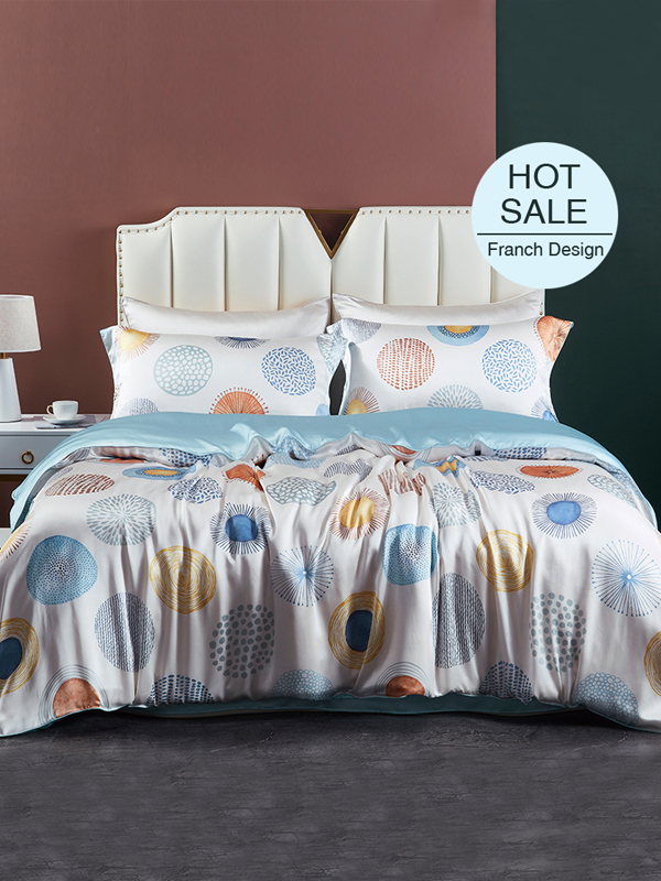 Irregular Pattern Printed Silk Duvet Cover Set 4pcs