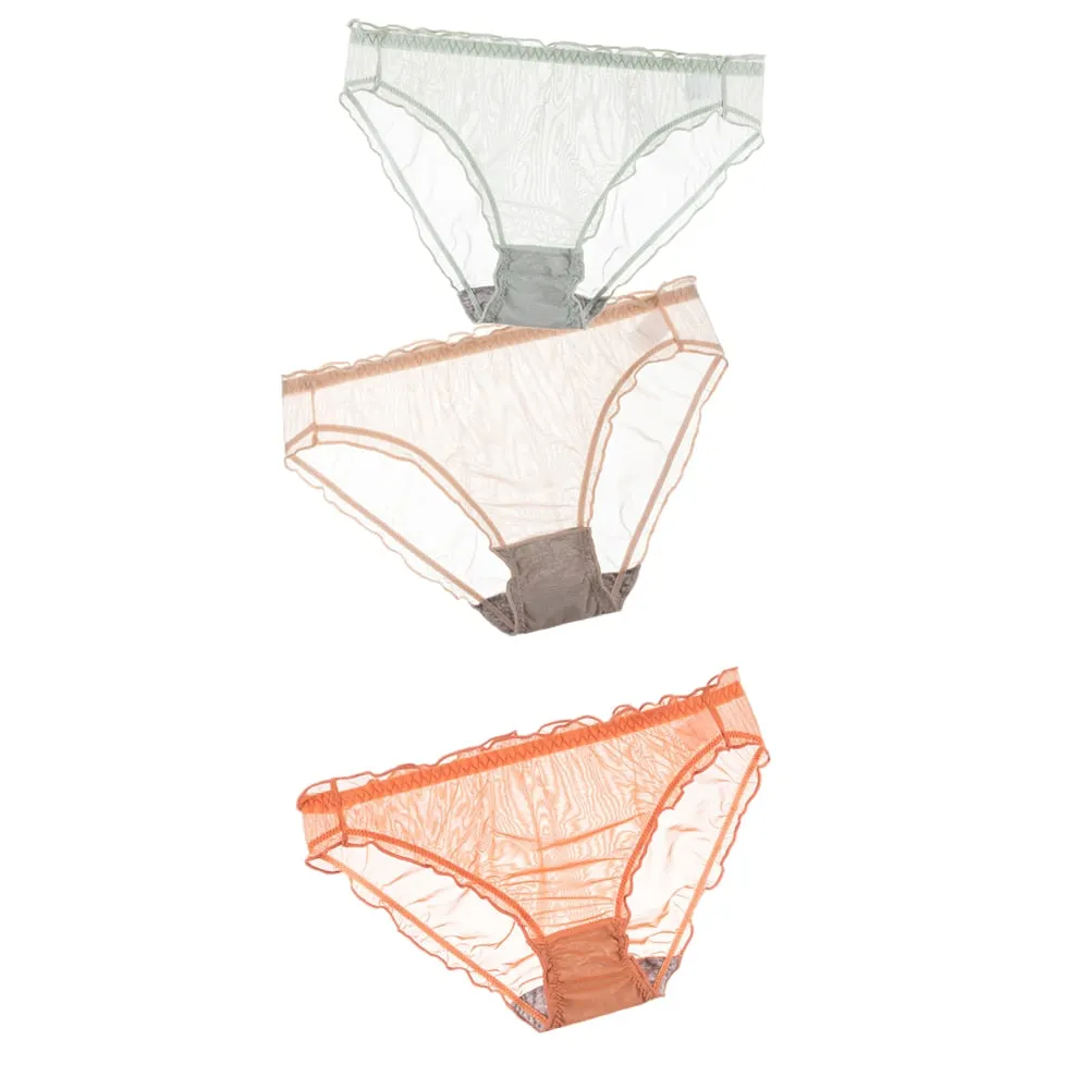 3Pcs Women Sexy Panties Lace Underpants Low-waist Panties Mesh See Through Perspective Briefs Female Fashion Underwear Lingerie