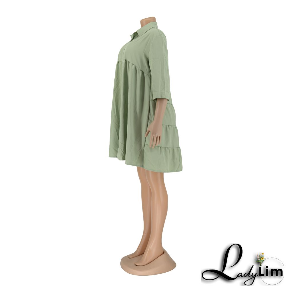 Women's Dress Short Sleeve Shirt Dress Loose Summer Short Skirt A-Line Skirt