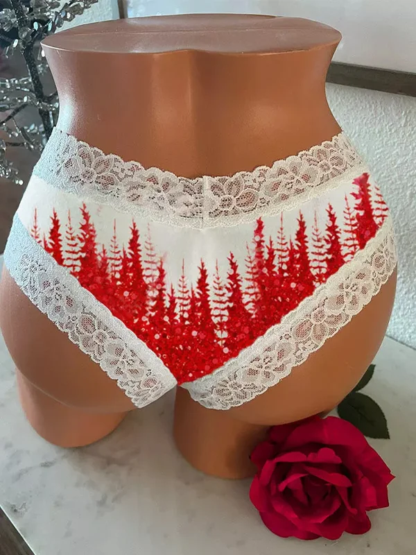 Christmas tree lace panel panties