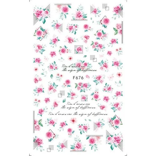 3D Flowers Charms Nail Art Decoration Stickers Geometry Leaf Floral Decorations Nail Design Gel Polish Summer Decals Wraps-Nail Inspo