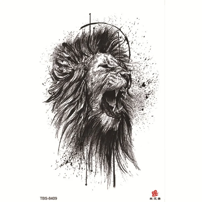 Sdrawing Temporary Tattoo Sticker Forest Lion Tiger Flash Tattoos Women Skeleton Skull Bodi Art Arm Fake Tatoo Men Body Woman