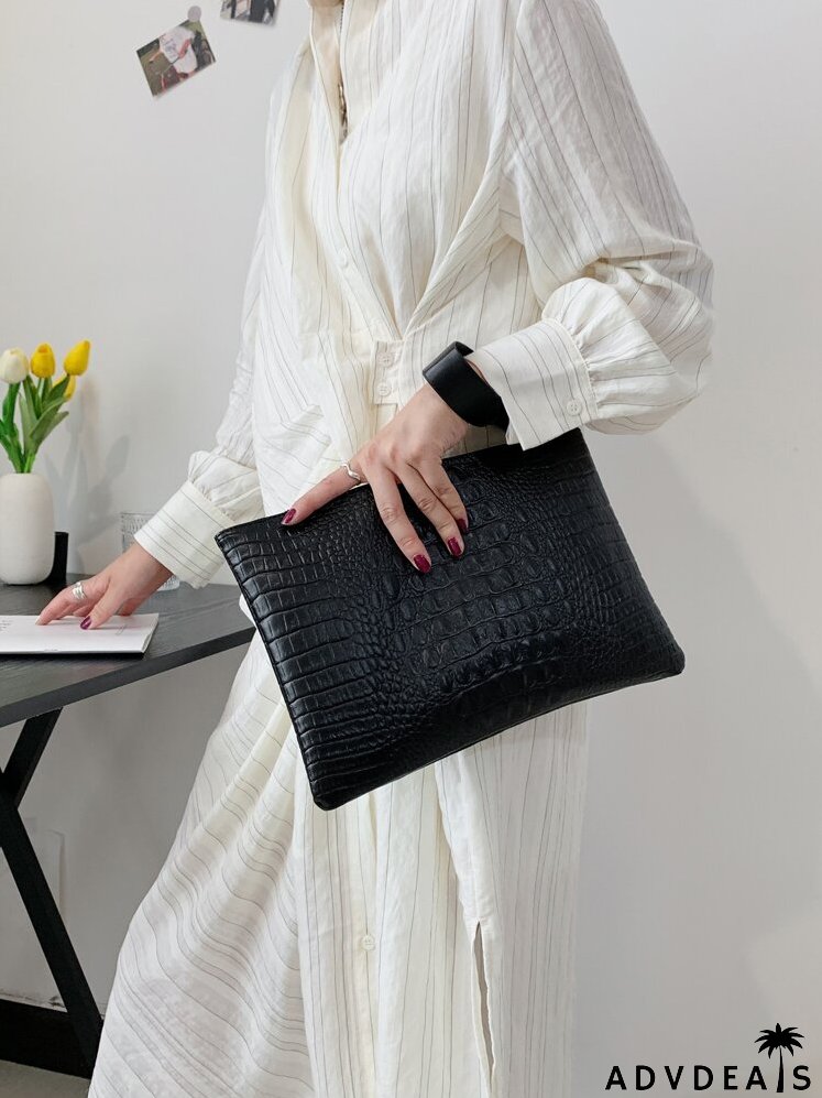 Croc Embossed Clutch Bag