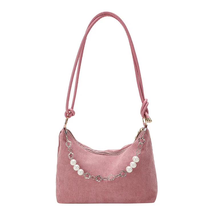 Women Fashion Hobo Bag Corduroy Top-Handle Handbag Soft Zipper for Birthday Gift