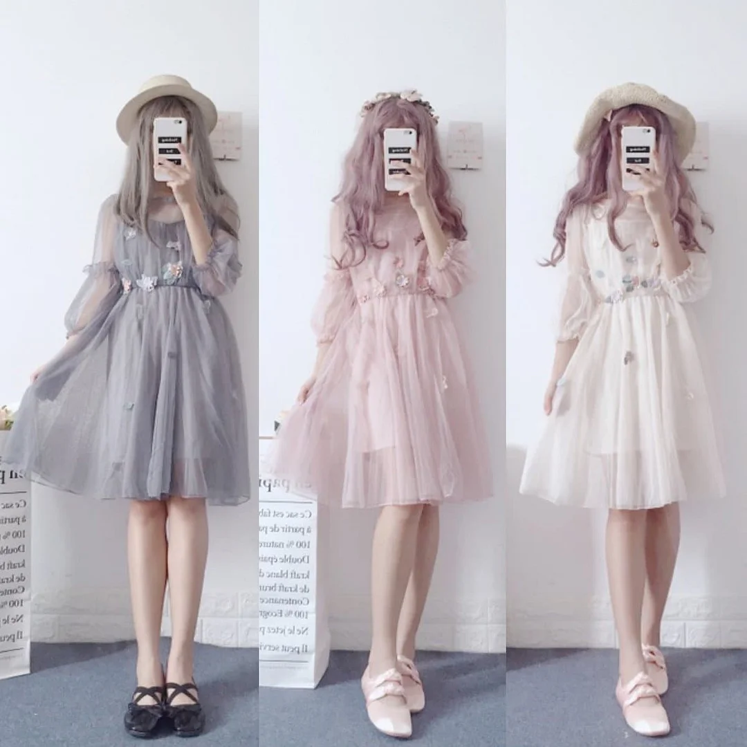 Grey/Pink/Beige Fairy Flower Tulle Dress SP1812385