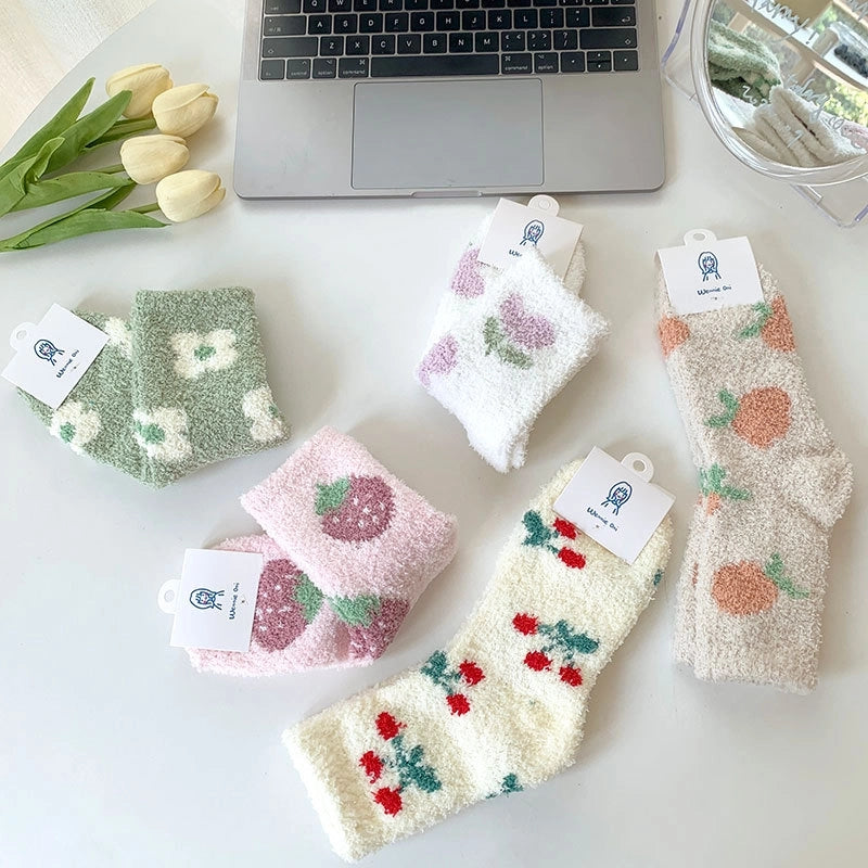 Women's Socks Autumn And Winter Indoor Adult Floor Socks Thickened Warm Coral Fleece Socks Cartoon