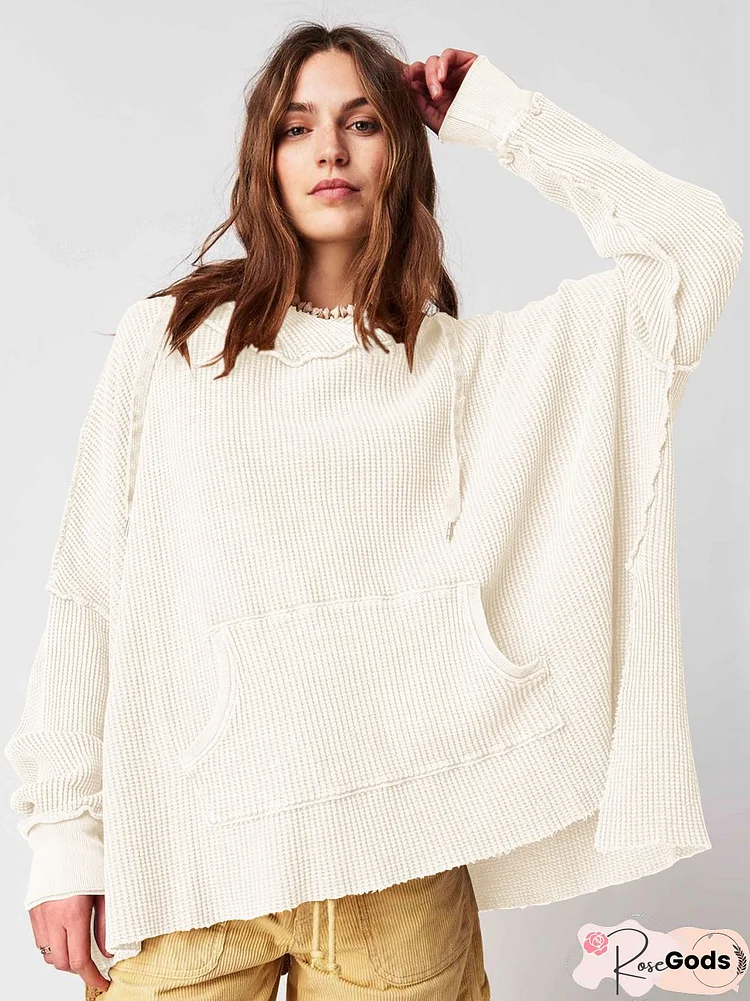 Hoodie Casual Shift Plain Sweatshirt