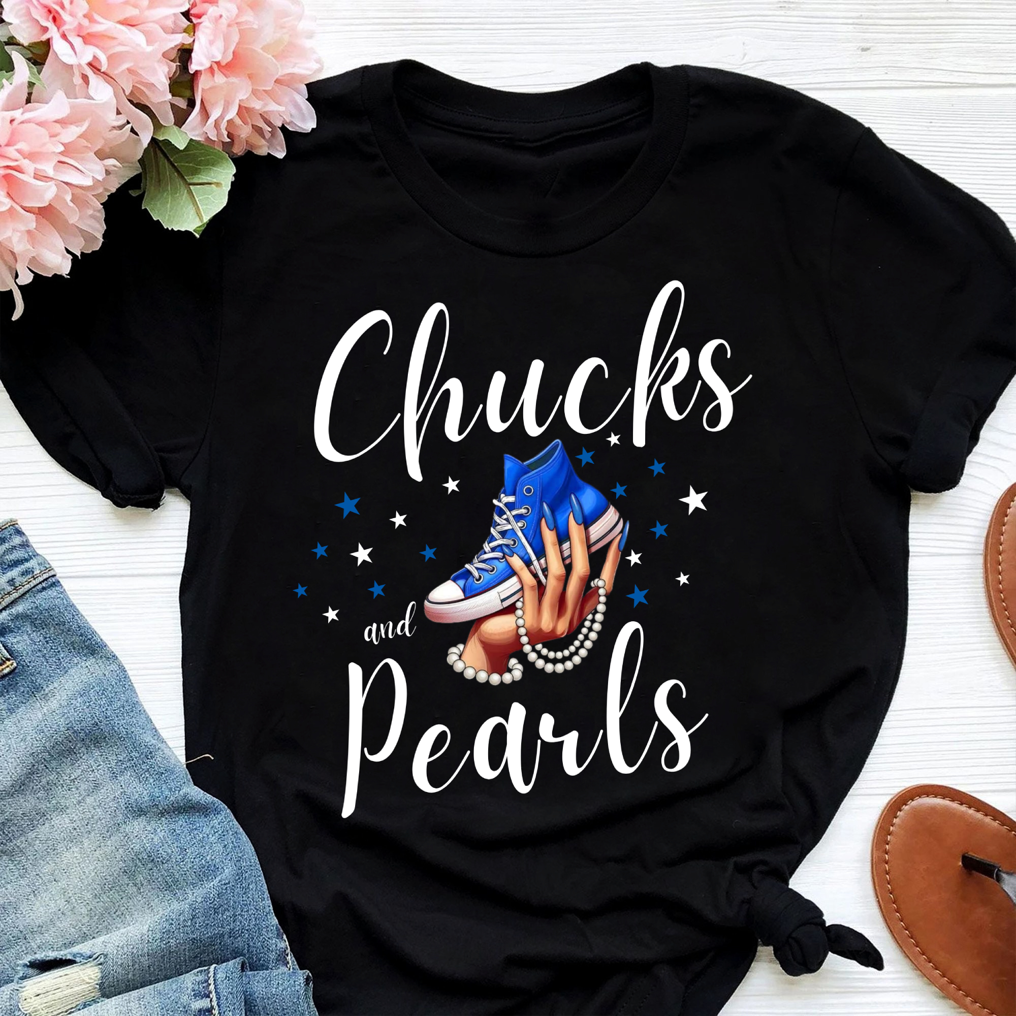 Zeta Phi Beta  Chucks and pearls T-shirt