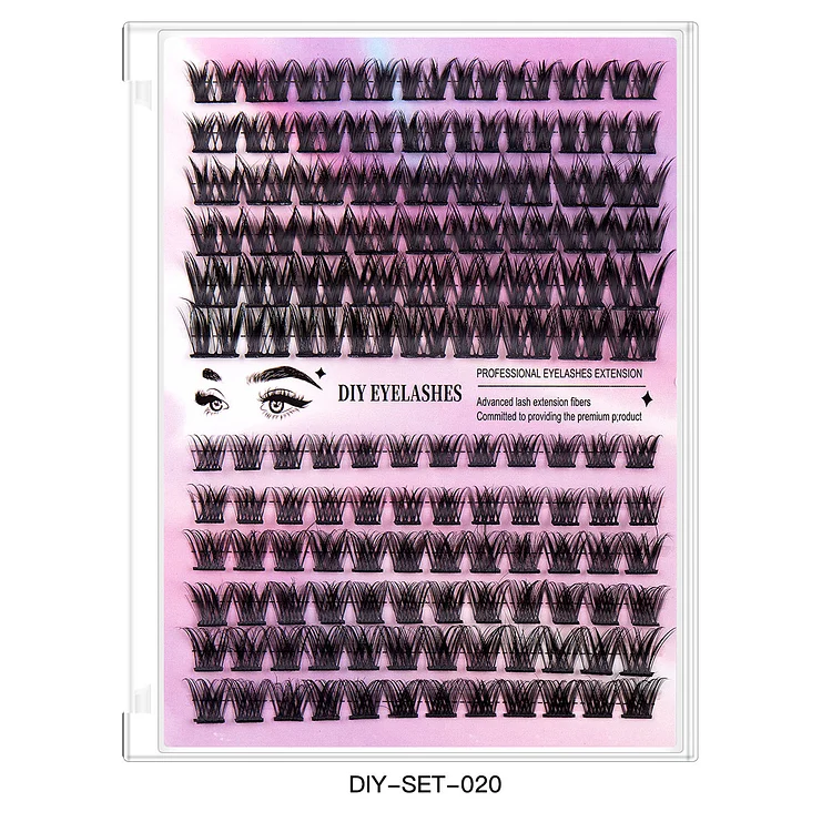 Diy Eyelash Glue Set Natural Thick False Eyelashes 126 Clusters Segmented Hairs