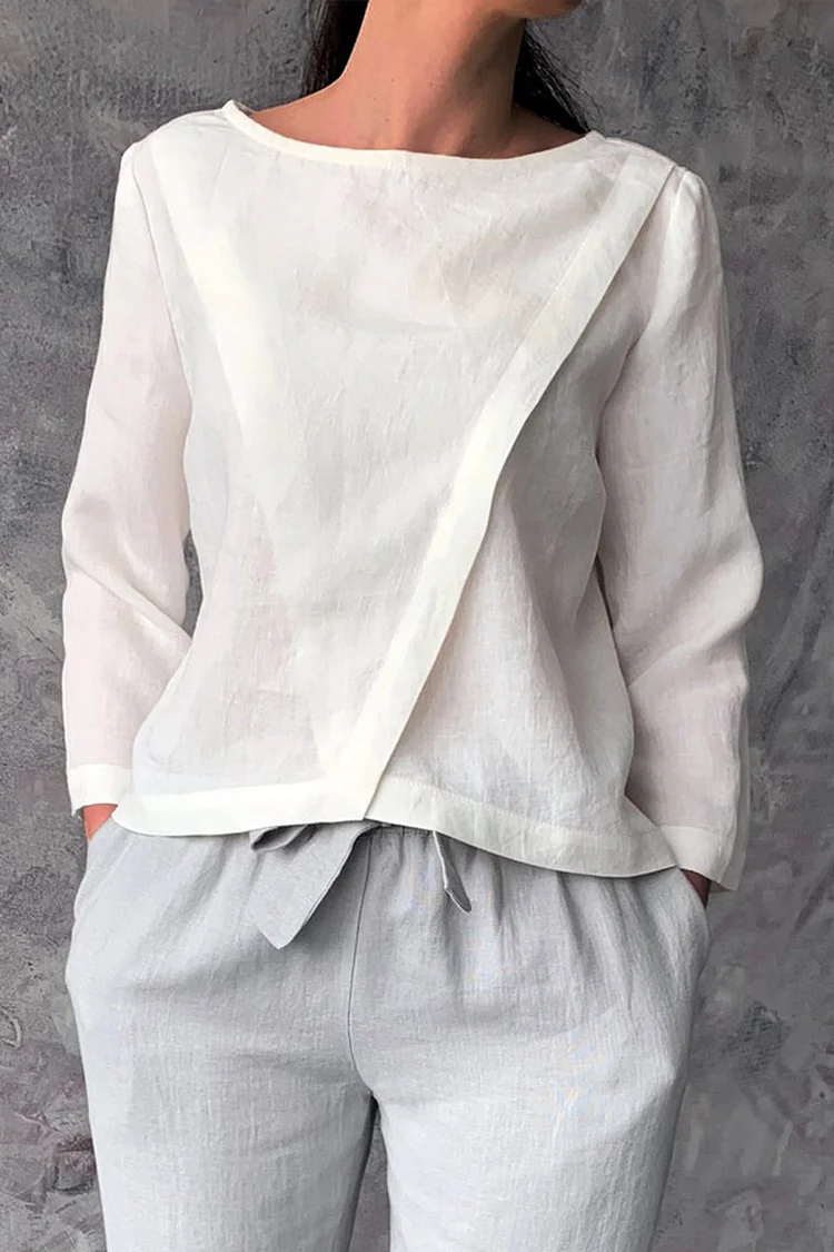 Loose Pure Linen White Blouse