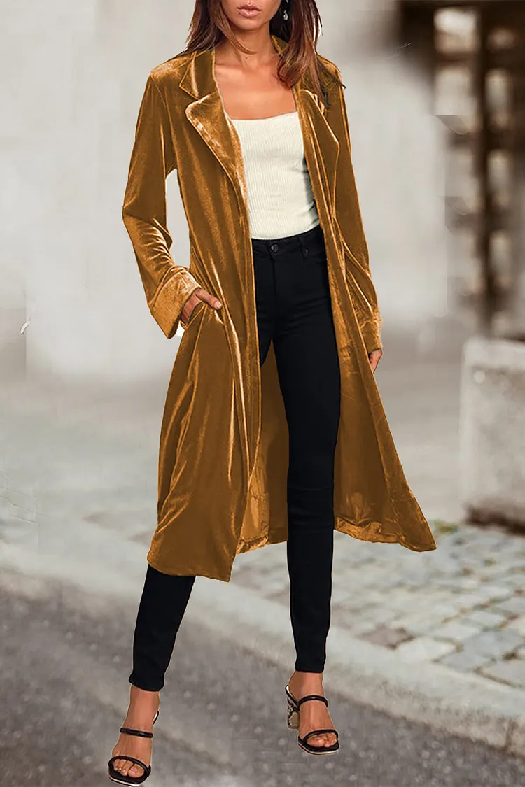 British Style Elegant Solid Pocket Turn-back Collar Outerwear(4 Colors)