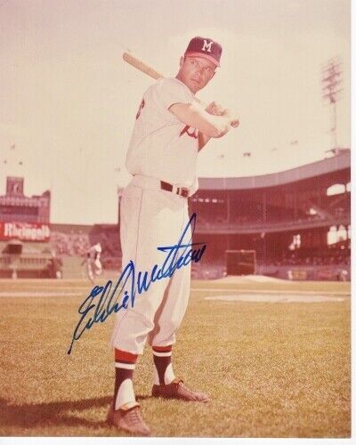 Eddie Mathews Signed - Autographed Milwaukee Braves 8x10 inch Photo Poster painting + RDM COA