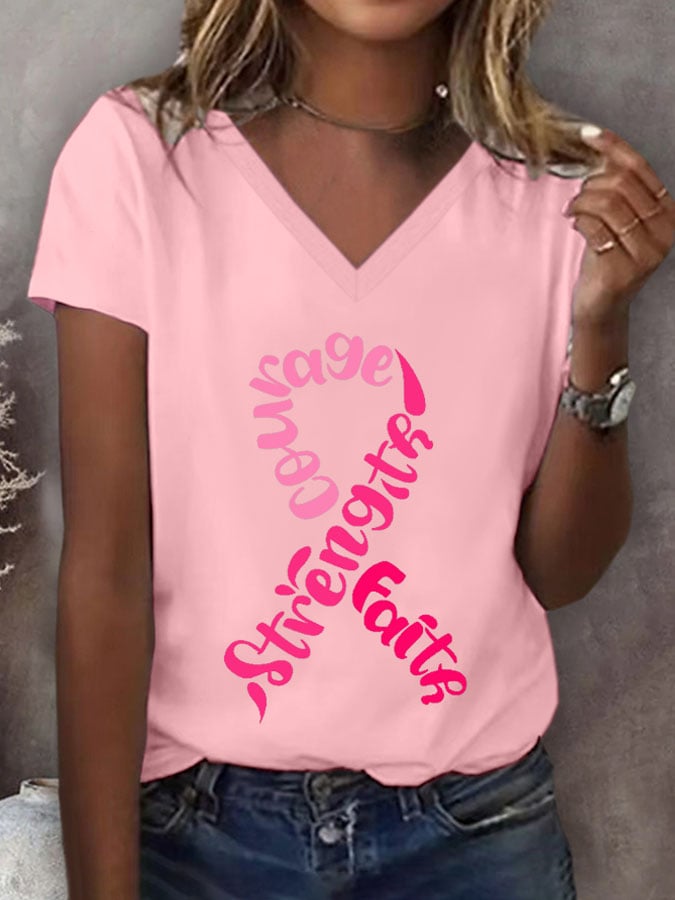 Women'S Breast Cancer Awareness Printed T-Shirt