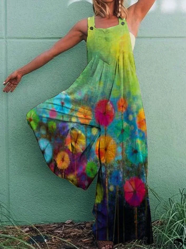 Loose Printed Sleeveless Wide-Leg Jumpsuit
