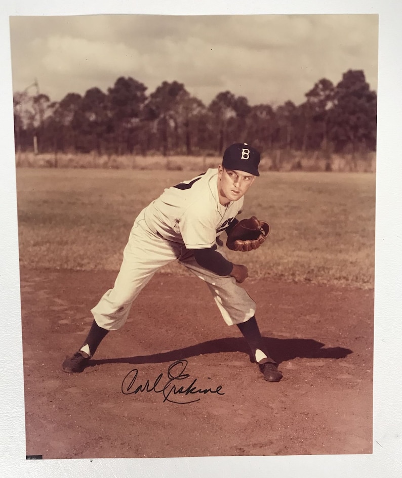 Carl Erskine Signed Autographed Glossy 8x10 Photo Poster painting - Brooklyn Dodgers