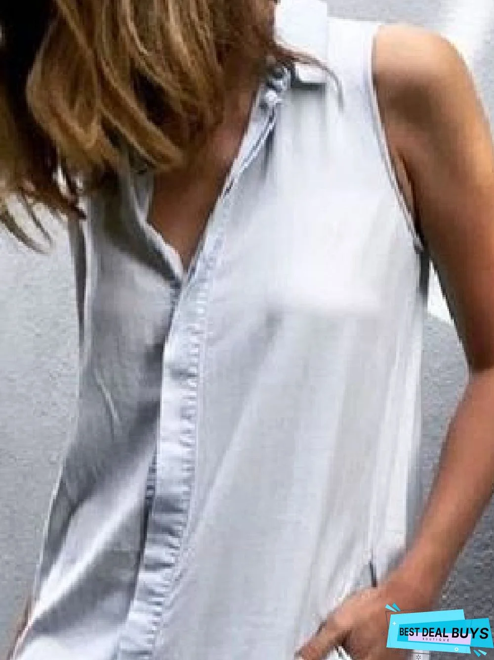 Casual Shirt Collar Sleeveless Weaving Dress