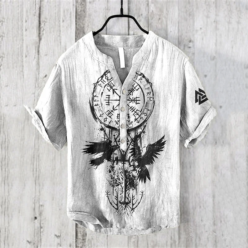 Vintage Viking Valhalla Rune Art Linen Blend Cozy Shirt