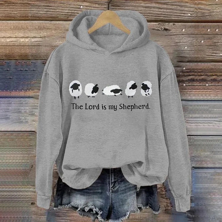 Simpfit Kapuzenpullover mit Aufdruck „Der Herr ist mein Hirte“.