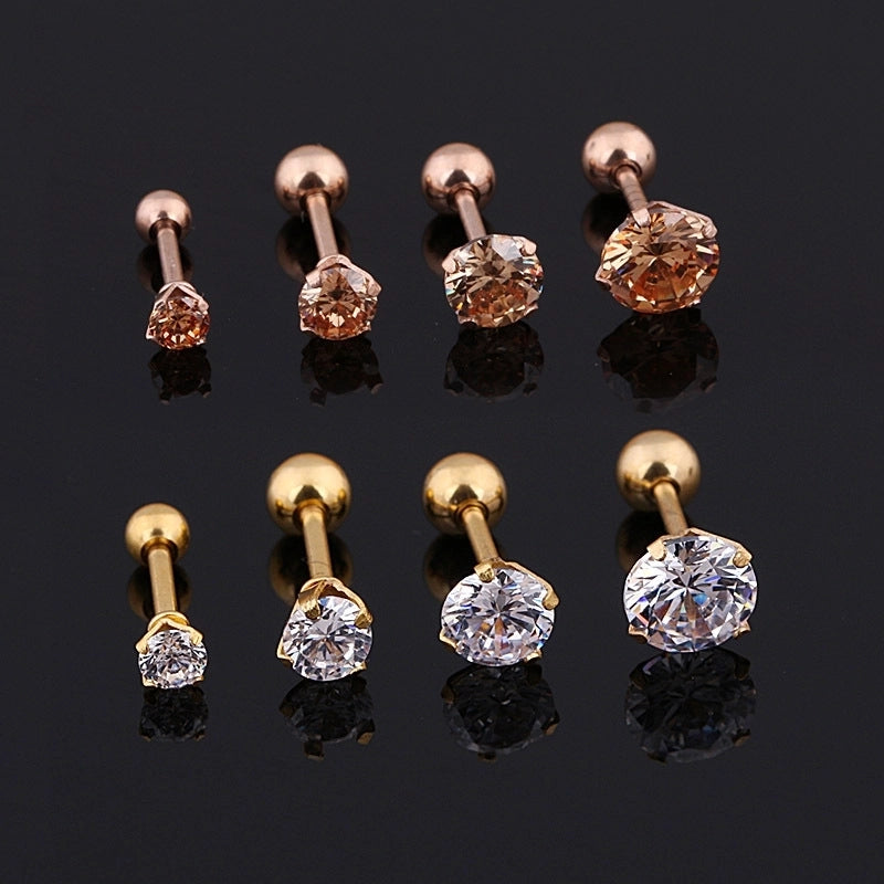 Medical Titanium Steel Zircon Stud Earrings Korean Girls Men’s Diamond Earrings Fashion Ear Bone Nails