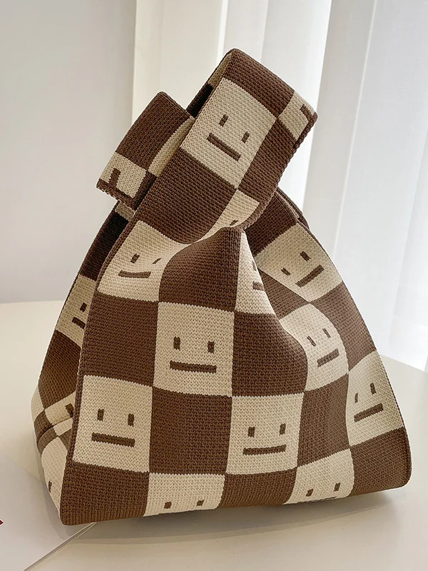 Urban Checkerboard Plaid Color-Block Bags Accessories Handbags