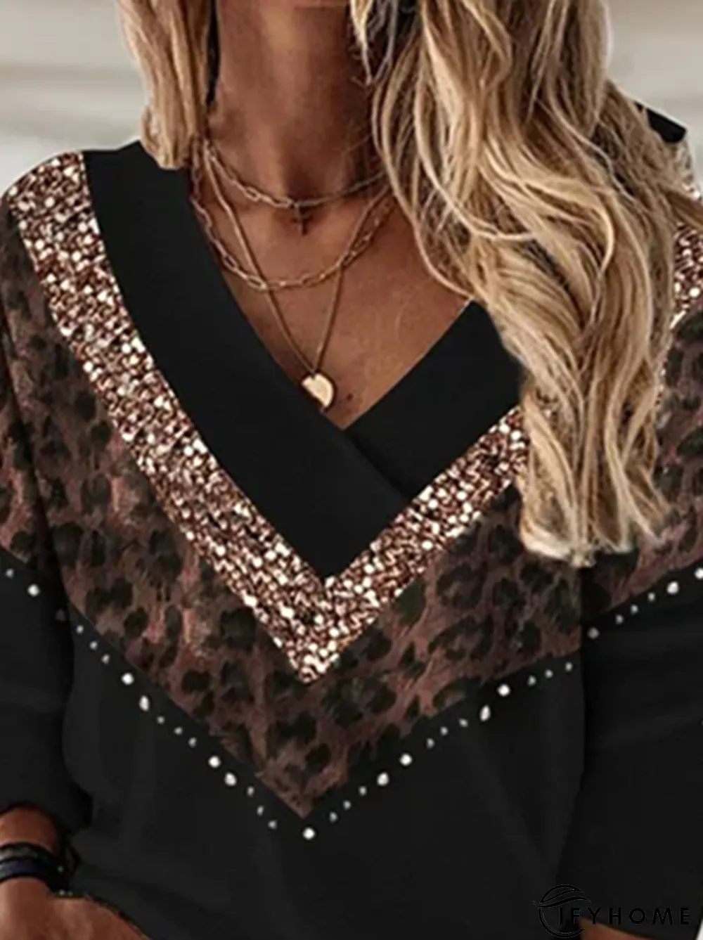 Leopard V Neck shirt & Top | IFYHOME