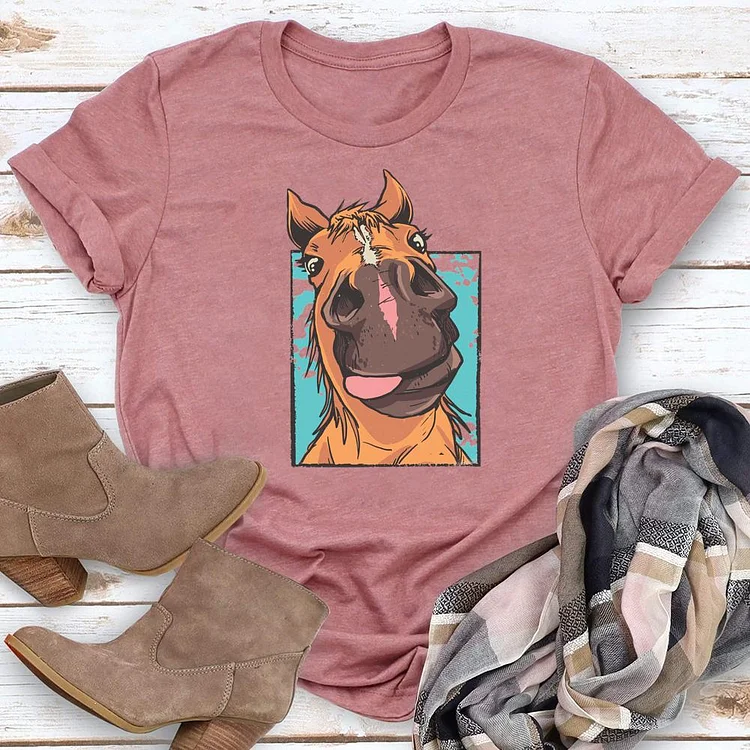 Funny Horse Round Neck T-shirt