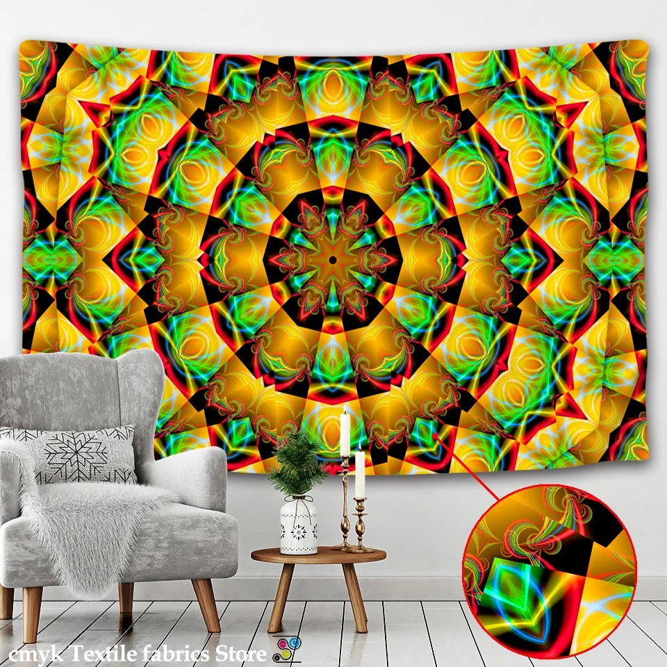 Indian Mandala Tapestry Pearl Elephant Art Wall Hanging Sun And Moon Meditation Chakra Tapestries for Living Room Decor