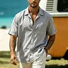 Men's Vacation Cotton-Linen Short-Sleeve Shirt With Chest Pocket by Inlyline