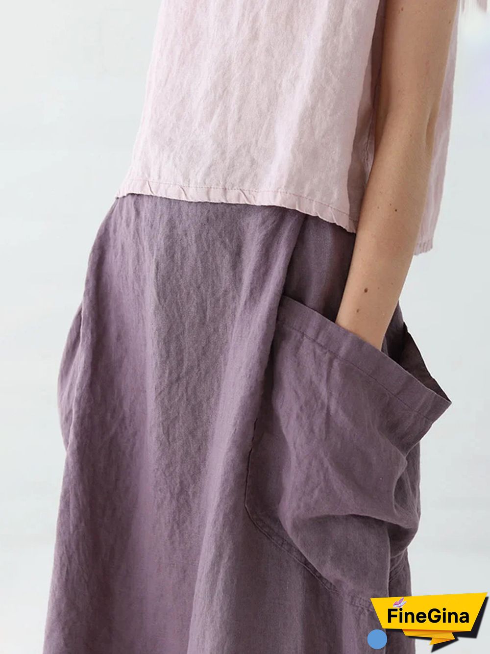 Marina Linen Elastic Waist Skirt