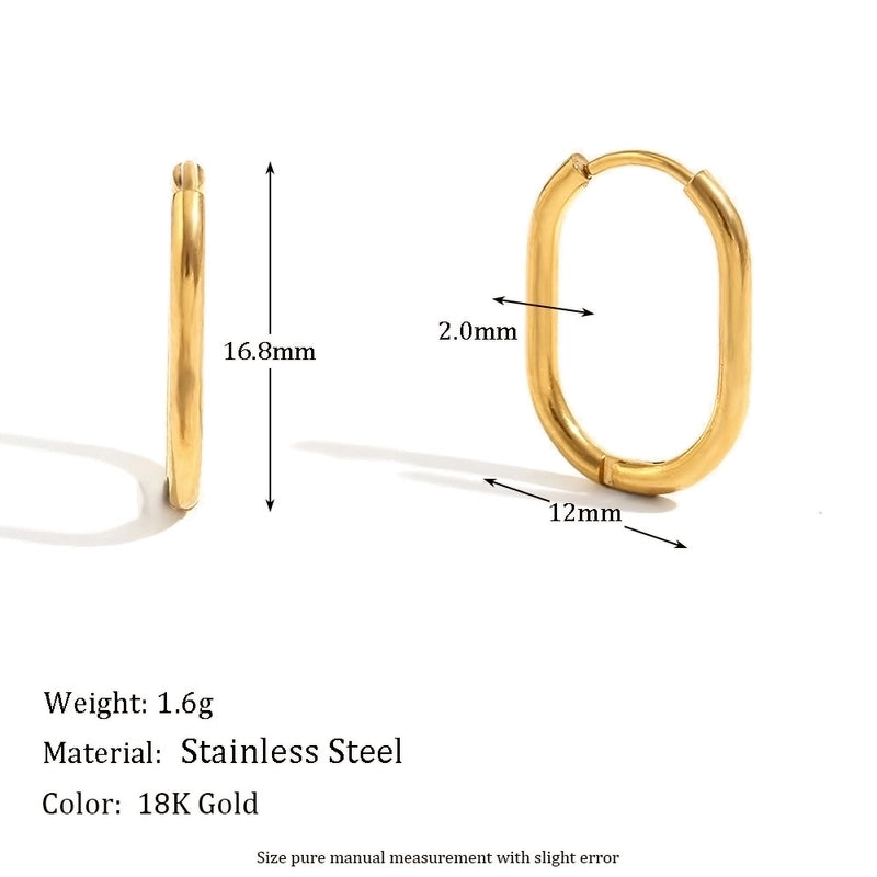 1 Pair Minimalist U Shape Plating 304 Stainless Steel 18K Gold Plated Earrings