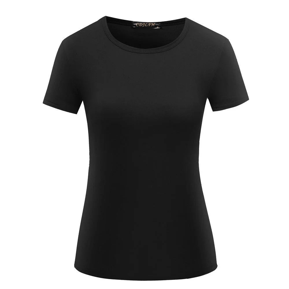 Uveng Women's Solid Color Pullover T-shirt Short Sleeve Wear