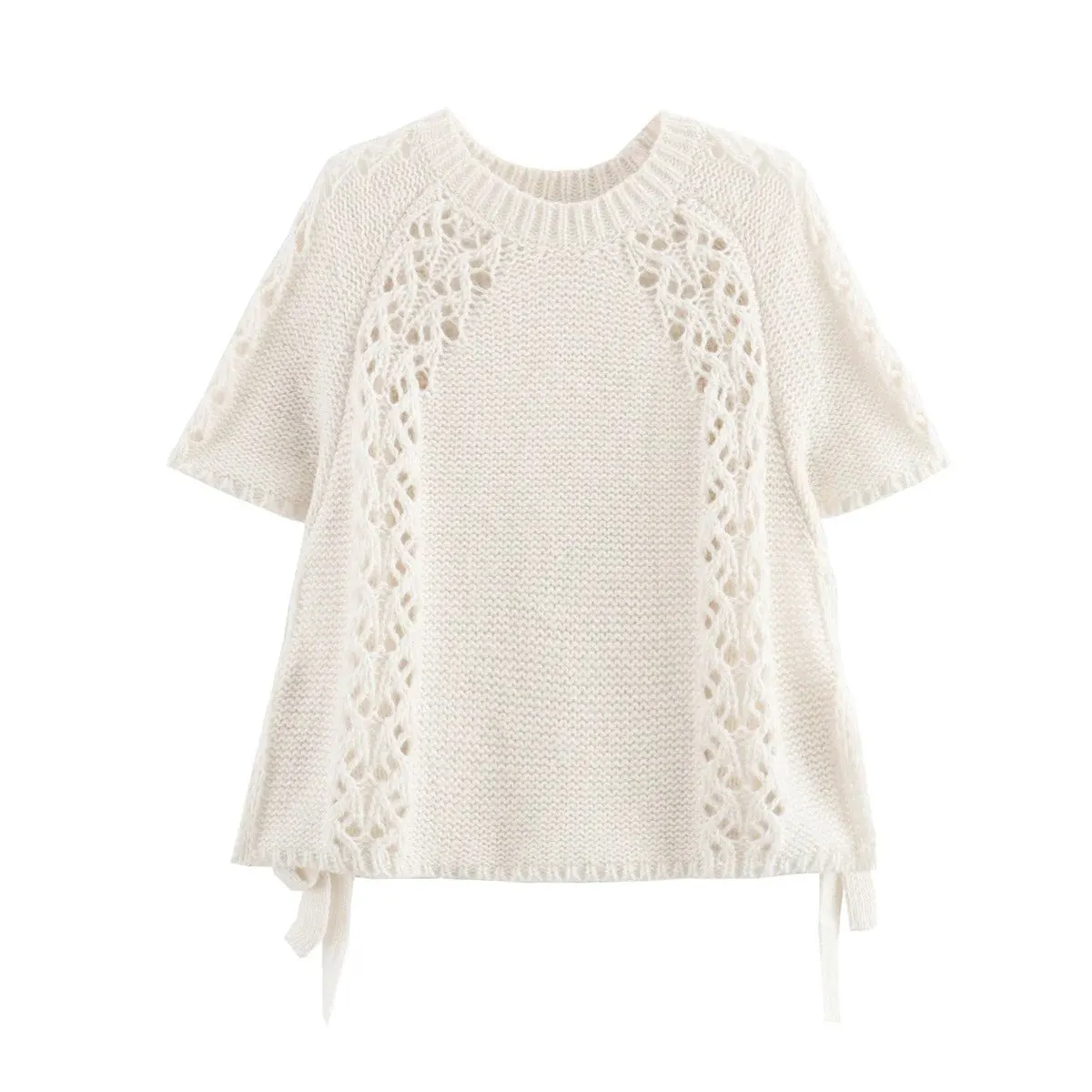 Zumi Chunky Knitted Openwork Design Crop Sweater