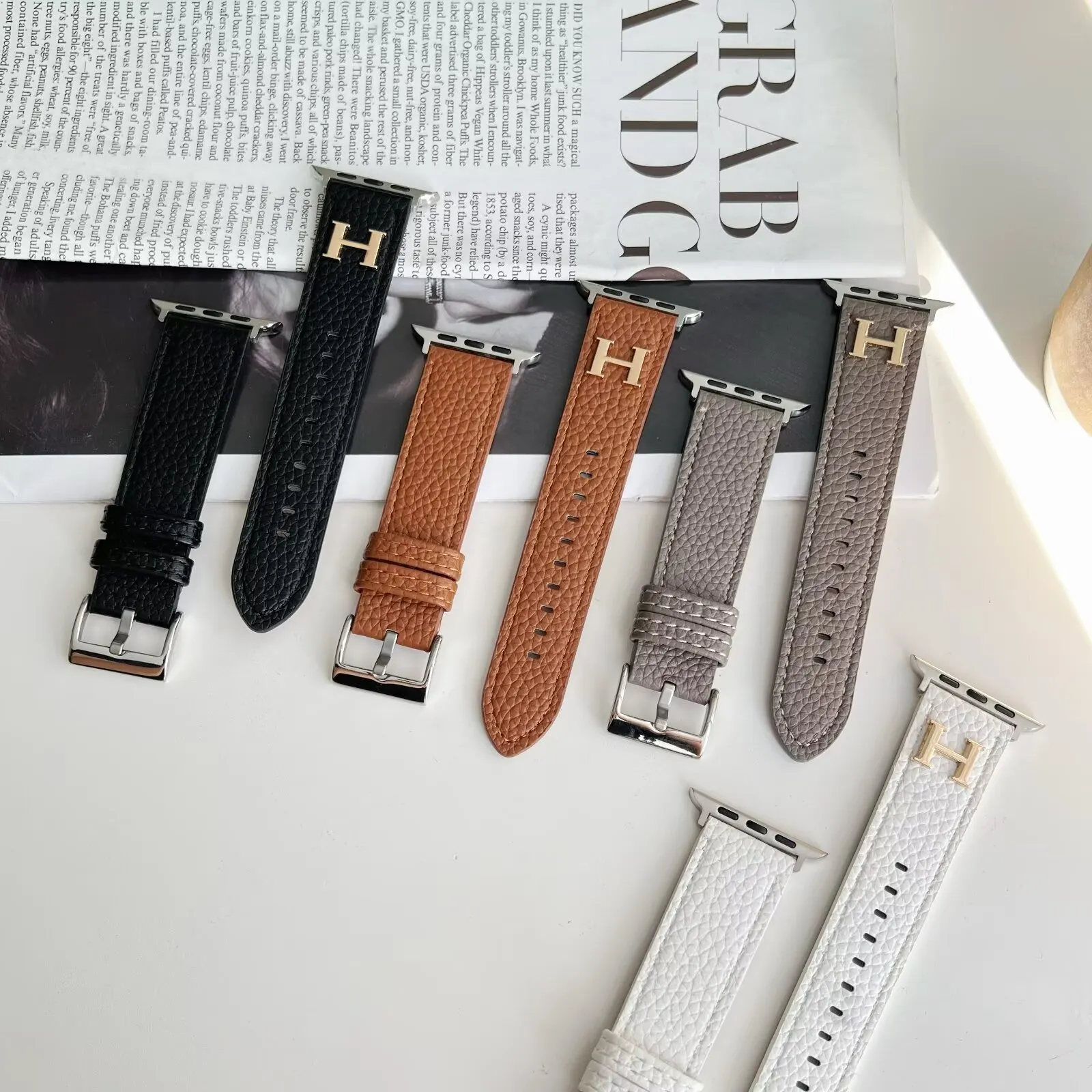 Herm&egrave;s Genuine Leather Apple Watch H-label Replacement Strap iWatch Band