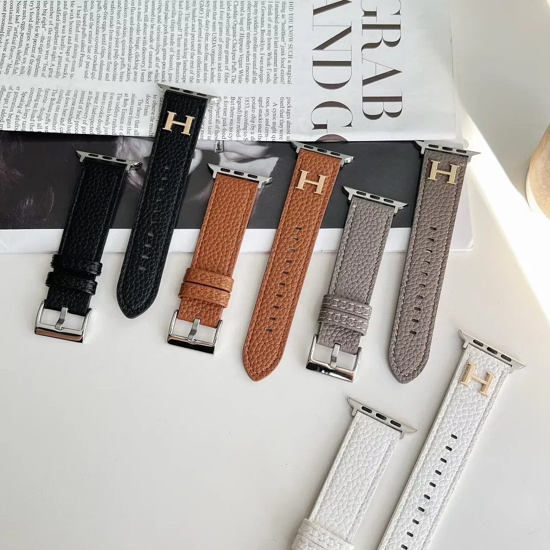 Herm&egrave;s Genuine Leather Apple Watch H-label Replacement Strap iWatch Band