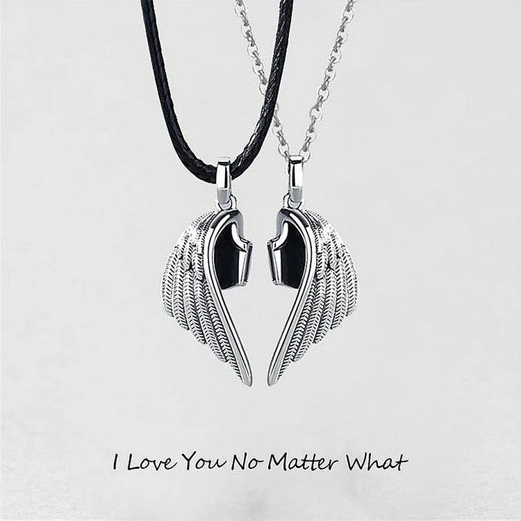 Angel & Demon Wings Pendant Necklaces S925 Sterling Silver Couples Necklaces  Chain/Rope Matching Necklace