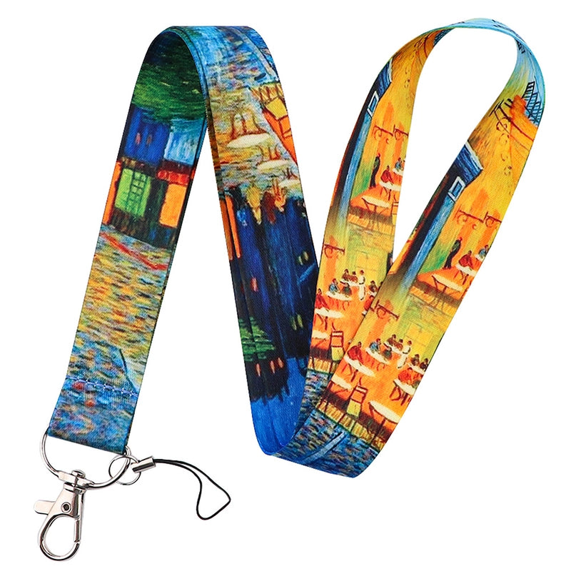 Art Style Van Gogh Lanyard Card Cover Student School Card Bus Pass Shuttle Card Access Control Card Double-sided Printed Mobile Phone Strap