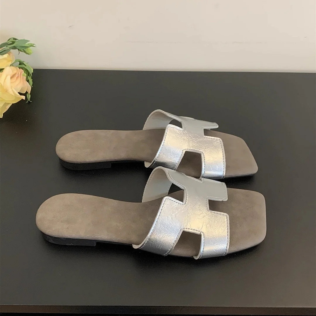 Breakj Breakj Women Wear Summer New Korean Cool Drag Soft Flat Bottom One-Word Drag Seaside Beach Shoes