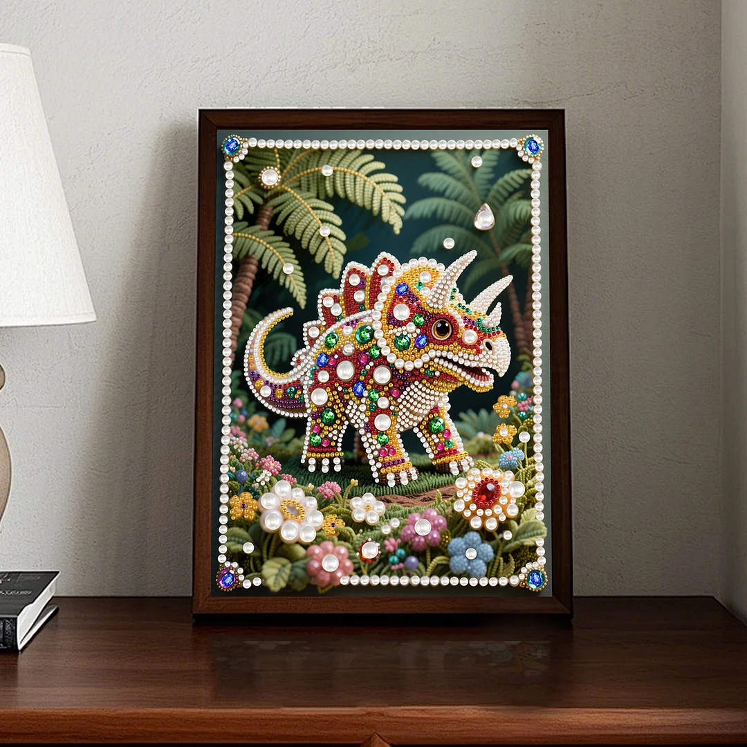 Rhinoceros Special Shaped 5D DIY Partial Drill Pearl Gem Diamond Art Painting Kit for Adults Beginners Home Decor Art Craft Pearl Diamond Painting 30x40cm