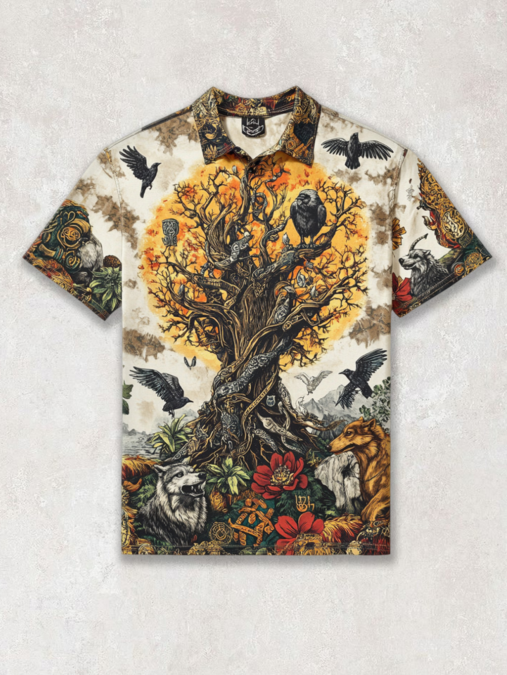Men's Viking Tree Of Life Raven Retro Celtic Shirt / Rvogue / Rvogue