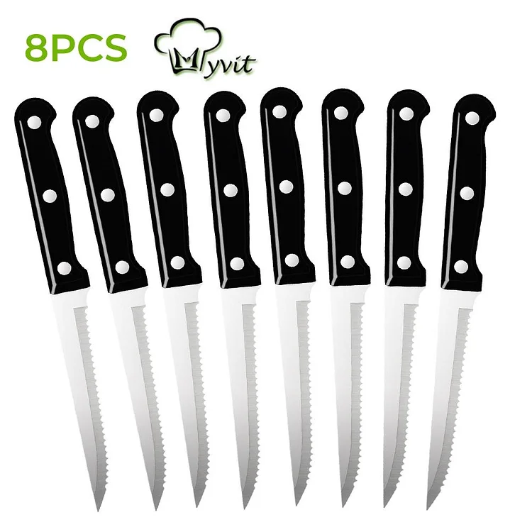 11CM Serrated Steak Knives Tomato Sausage Knife Professional Meat Bread Stainless Knife Set Chef Knives Kitchen Tools