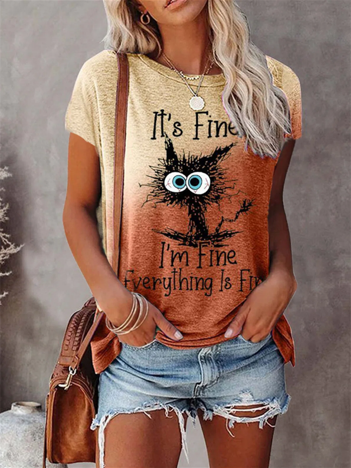 Women's Floral Scoop Neck Short Sleeve Graphic Printed Top
