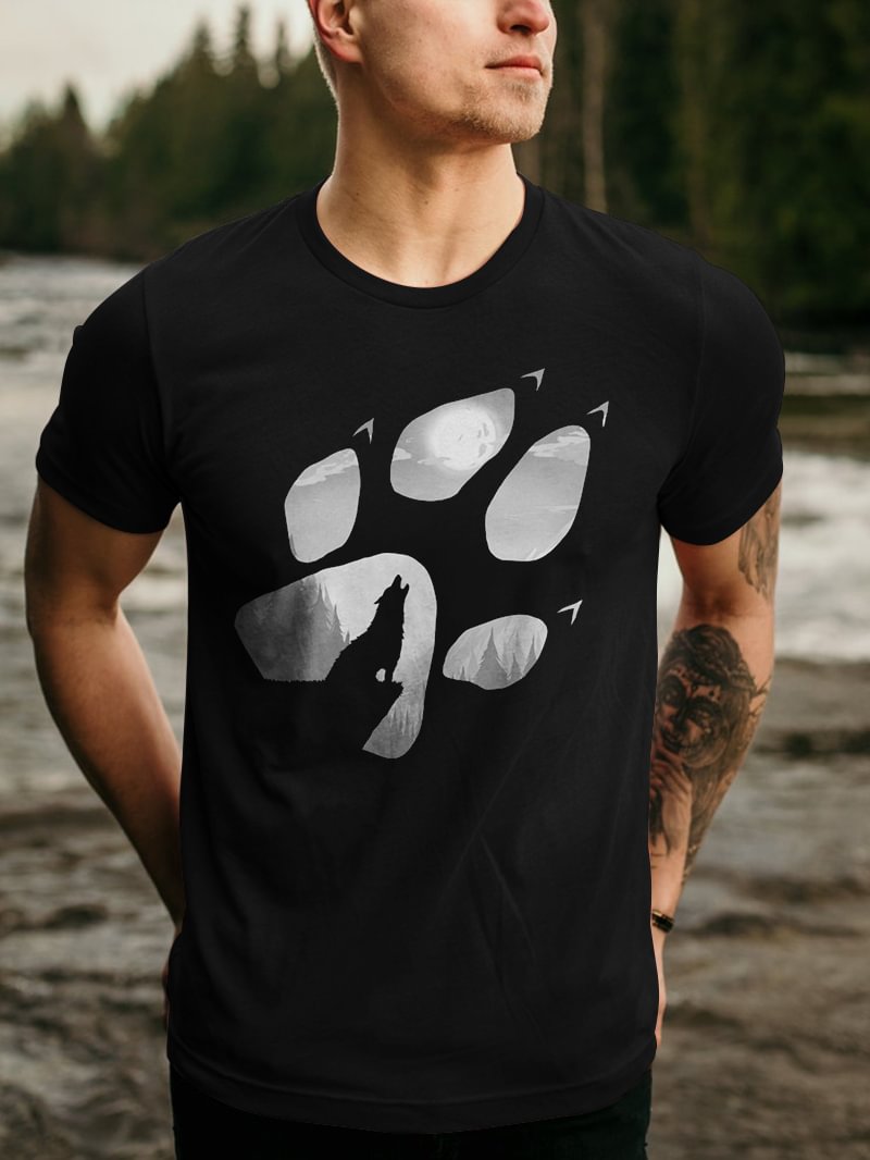 Roaring Wolf Printed Men's T-Shirt in  mildstyles