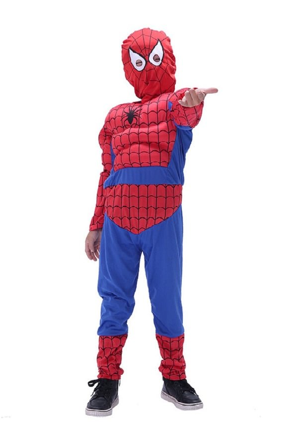 Cool Superhero Muscular Spider-Man Halloween Kids Costumes Red-elleschic